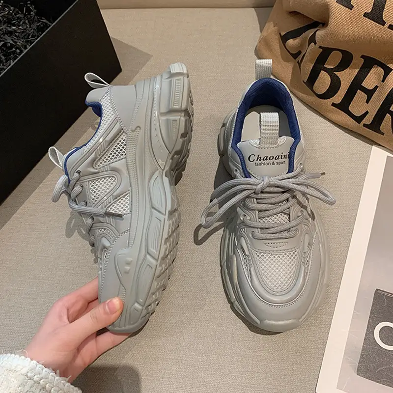 Women's 2023 Summer Mesh Sneakers White Thick Bottom - Image 2