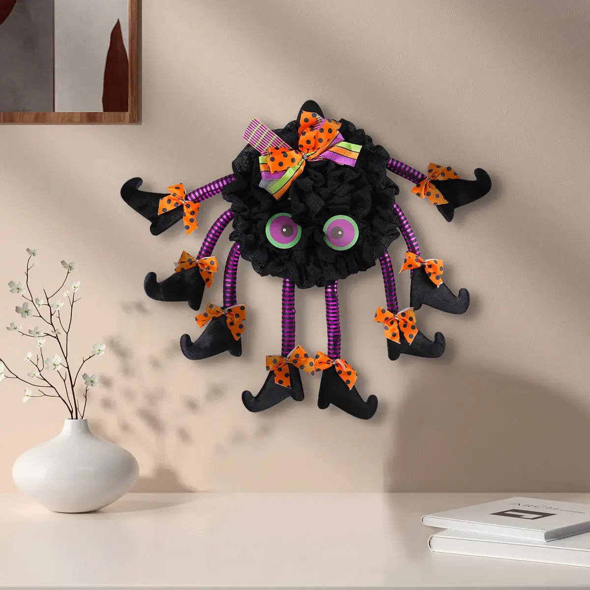Halloween Multi-Legged Spider Wreath Decoration - Image 3