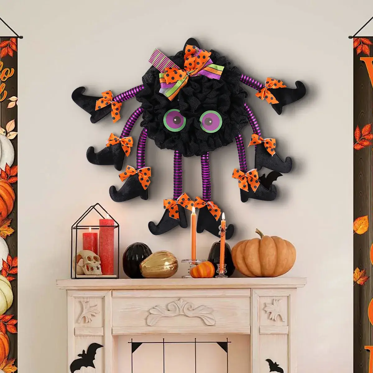 Halloween Multi-Legged Spider Wreath Decoration - Image 5