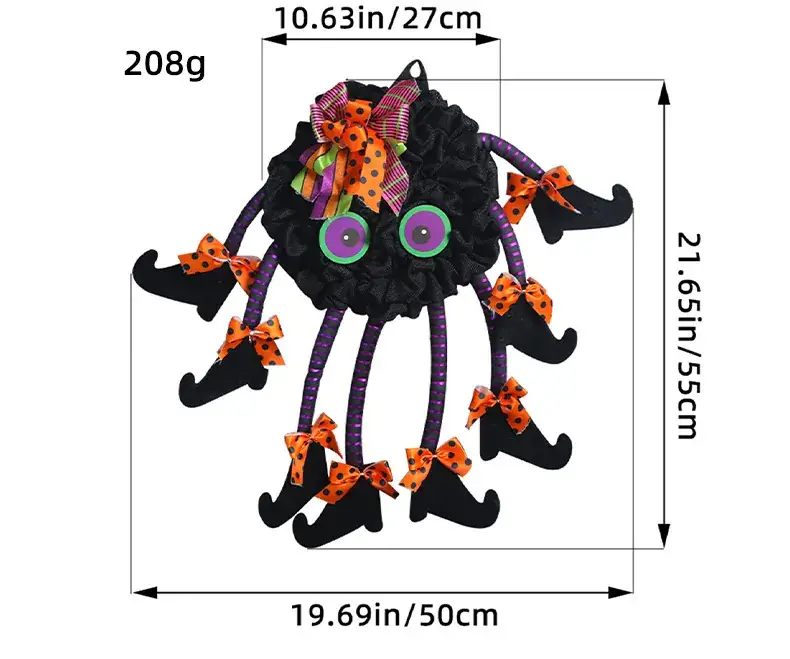 Halloween Multi-Legged Spider Wreath Decoration — feature 4