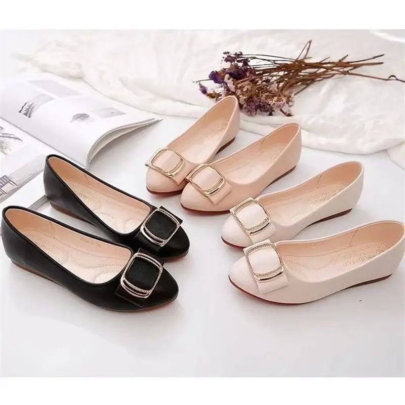 Flat Single-layer Shoes Women's 2023 Summer New Autumn Shoes Four Seasons Casual Shallow Mouth All-match Round Head Soft Leather Soft Bottom Bean Shoes - Image 6
