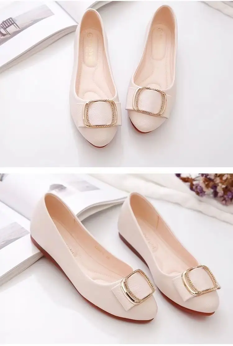 Flat Single-layer Shoes Women's 2023 Summer New Autumn Shoes Four Seasons Casual Shallow Mouth All-match Round Head Soft Leather Soft Bottom Bean Shoes — feature 4