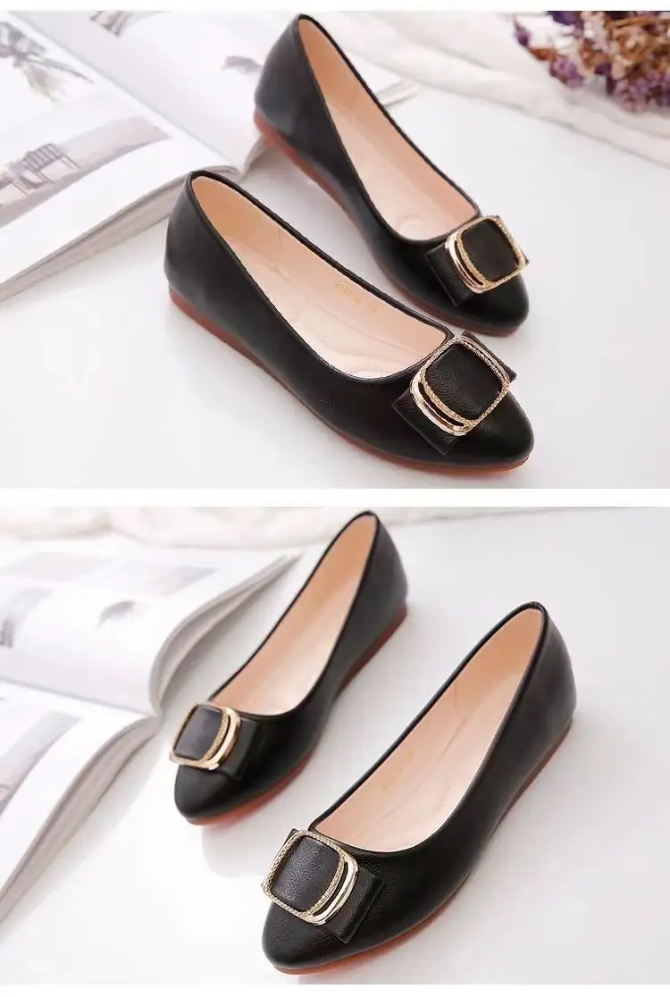 Flat Single-layer Shoes Women's 2023 Summer New Autumn Shoes Four Seasons Casual Shallow Mouth All-match Round Head Soft Leather Soft Bottom Bean Shoes — feature 7