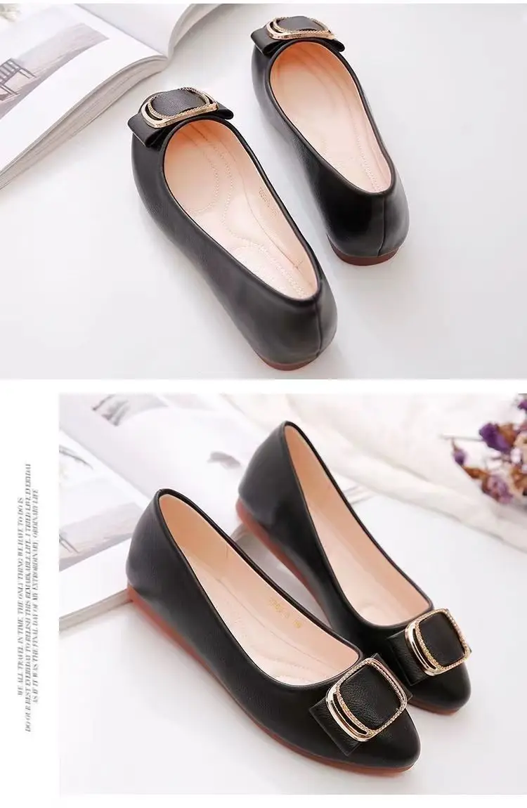 Flat Single-layer Shoes Women's 2023 Summer New Autumn Shoes Four Seasons Casual Shallow Mouth All-match Round Head Soft Leather Soft Bottom Bean Shoes — feature 8