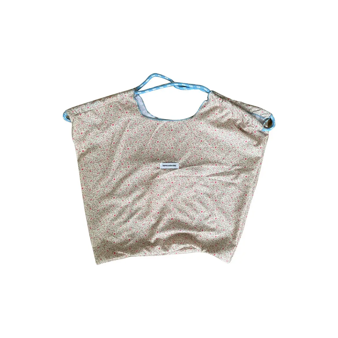 Floral Crossbody Bag Blue White Drawstring Shoulder