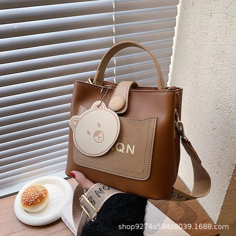 Women's Cute Bear Handbag Brown Beige 2026