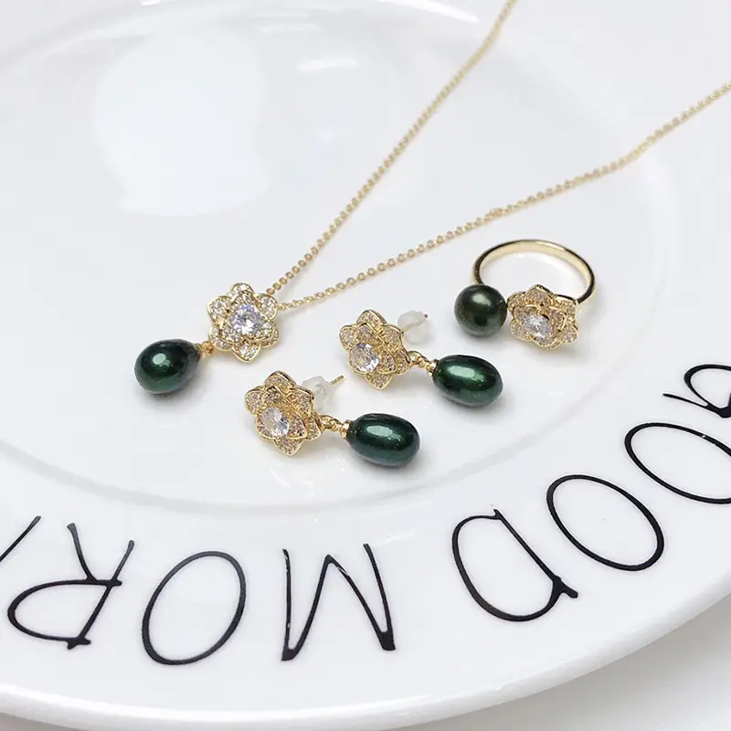 Women's Camellia Pearl Earrings & Clavicle Set - Image 8