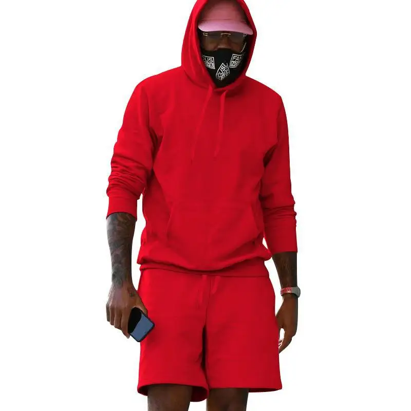 Men Velvet Hoodie Shorts White Two-Piece Set — feature 19
