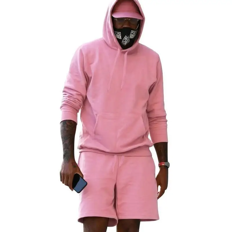 Men Velvet Hoodie Shorts White Two-Piece Set — feature 21