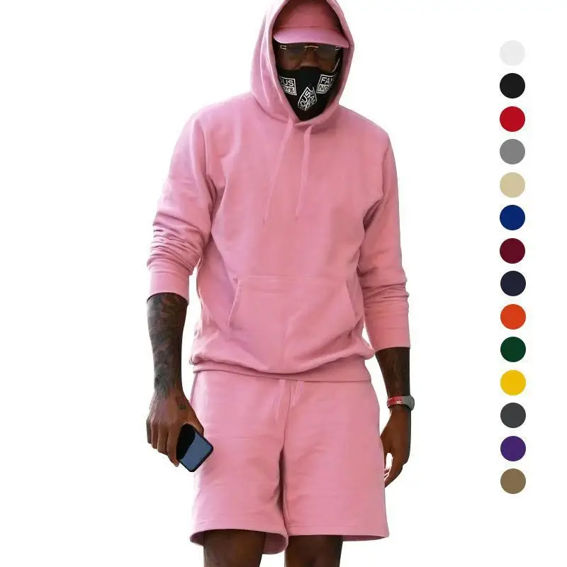 Men Velvet Hoodie Shorts White Two-Piece Set — feature 27
