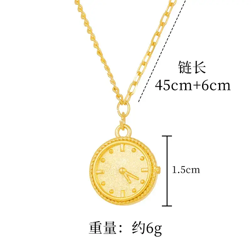 Light Luxury Gold Plated Clock Pendant Necklace for Women - Image 5