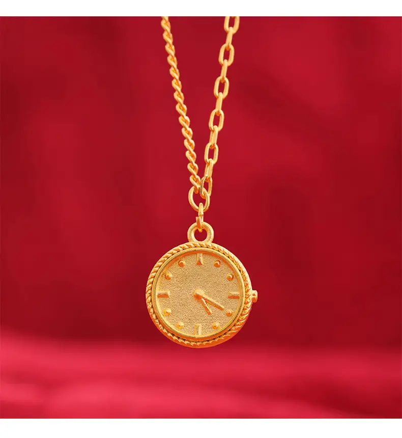 Light Luxury Gold Plated Clock Pendant Necklace for Women — feature 6