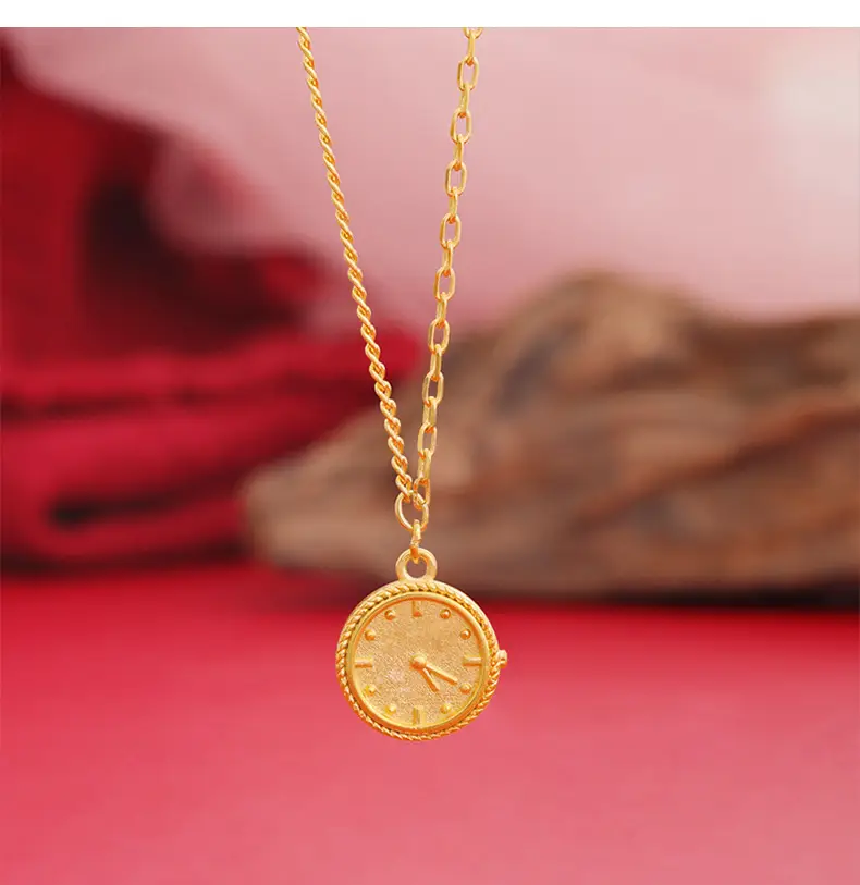 Light Luxury Gold Plated Clock Pendant Necklace for Women — feature 7