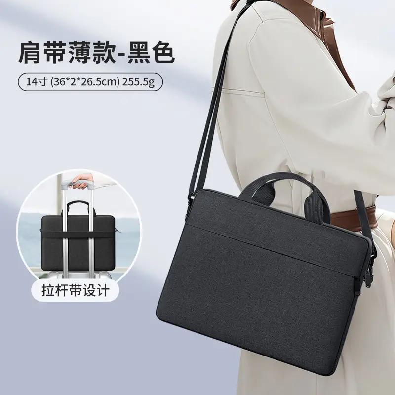 14 Inch Laptop Bag Shoulder Wear-Resistant Gray - Image 6