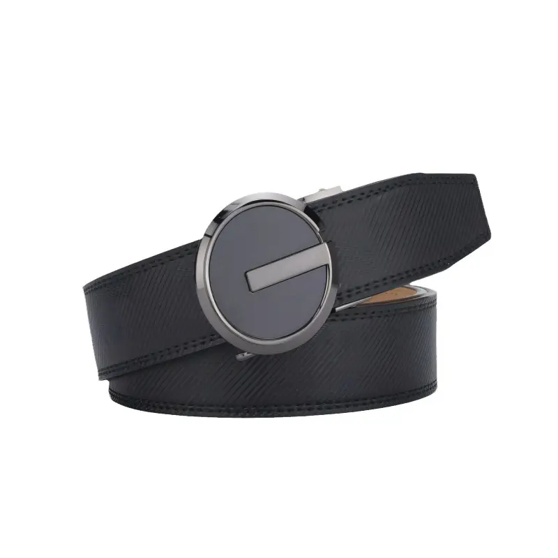 Men's Black Leather Belt with Gold Buckle - Image 7