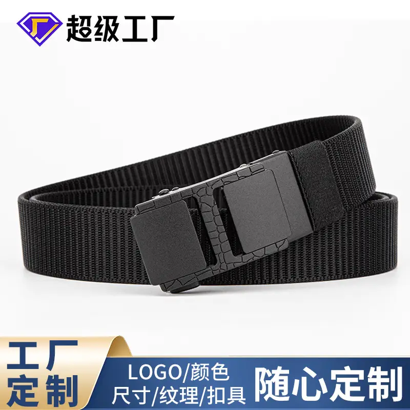 Black Tactical Belt with Sand Buckle, I-Shaped, Hand-Woven - Image 8