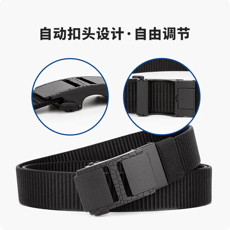 Black Tactical Belt with Sand Buckle, I-Shaped, Hand-Woven - Image 10