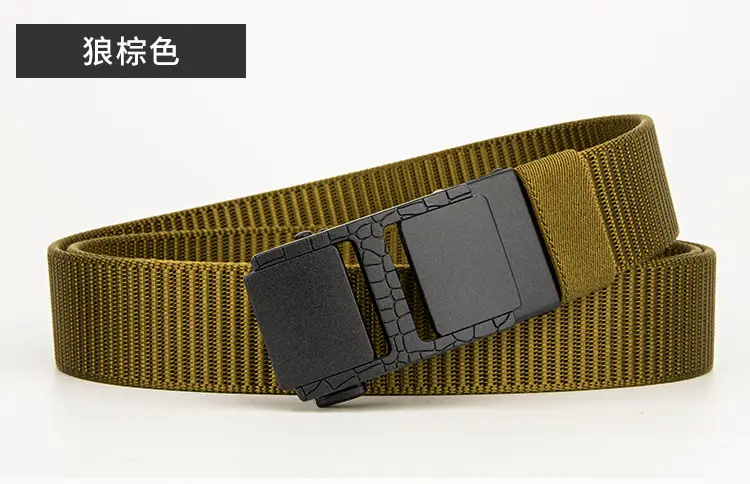 Black Tactical Belt with Sand Buckle, I-Shaped, Hand-Woven β feature 18
