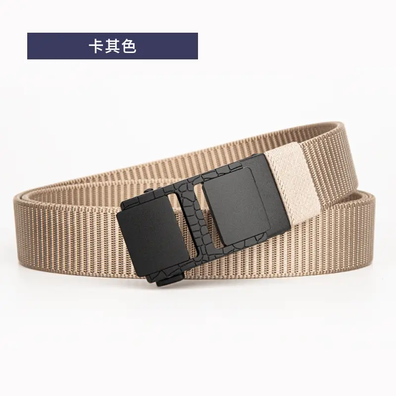 Black Tactical Belt with Sand Buckle, I-Shaped, Hand-Woven - Image 2