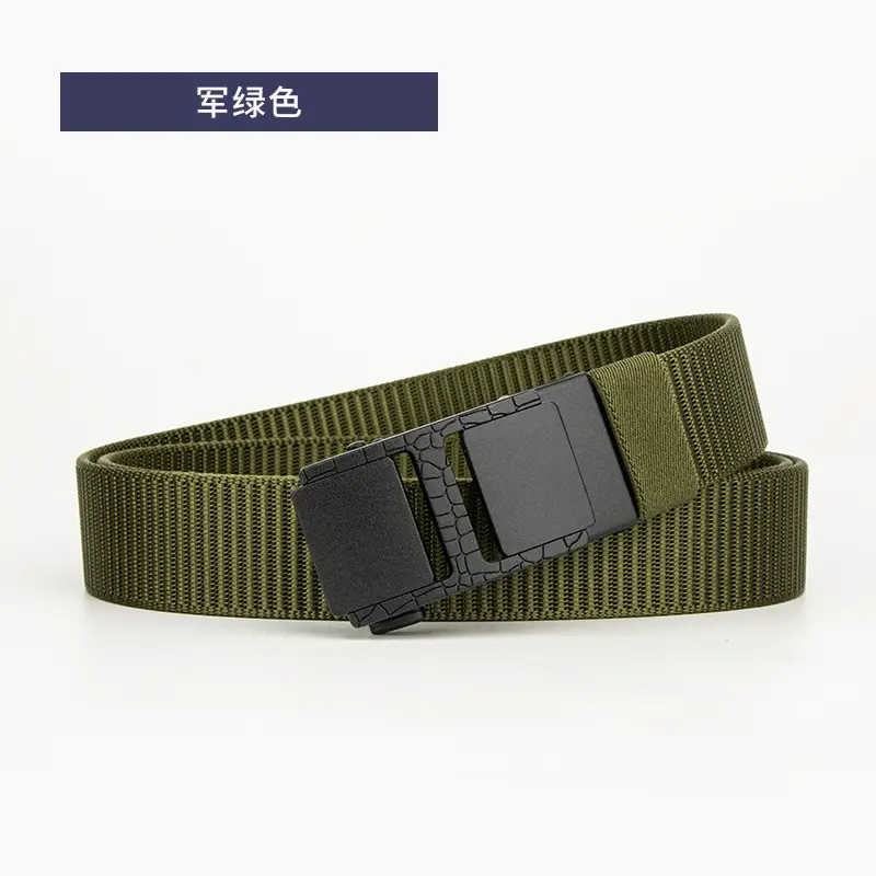 Black Tactical Belt with Sand Buckle, I-Shaped, Hand-Woven - Image 4