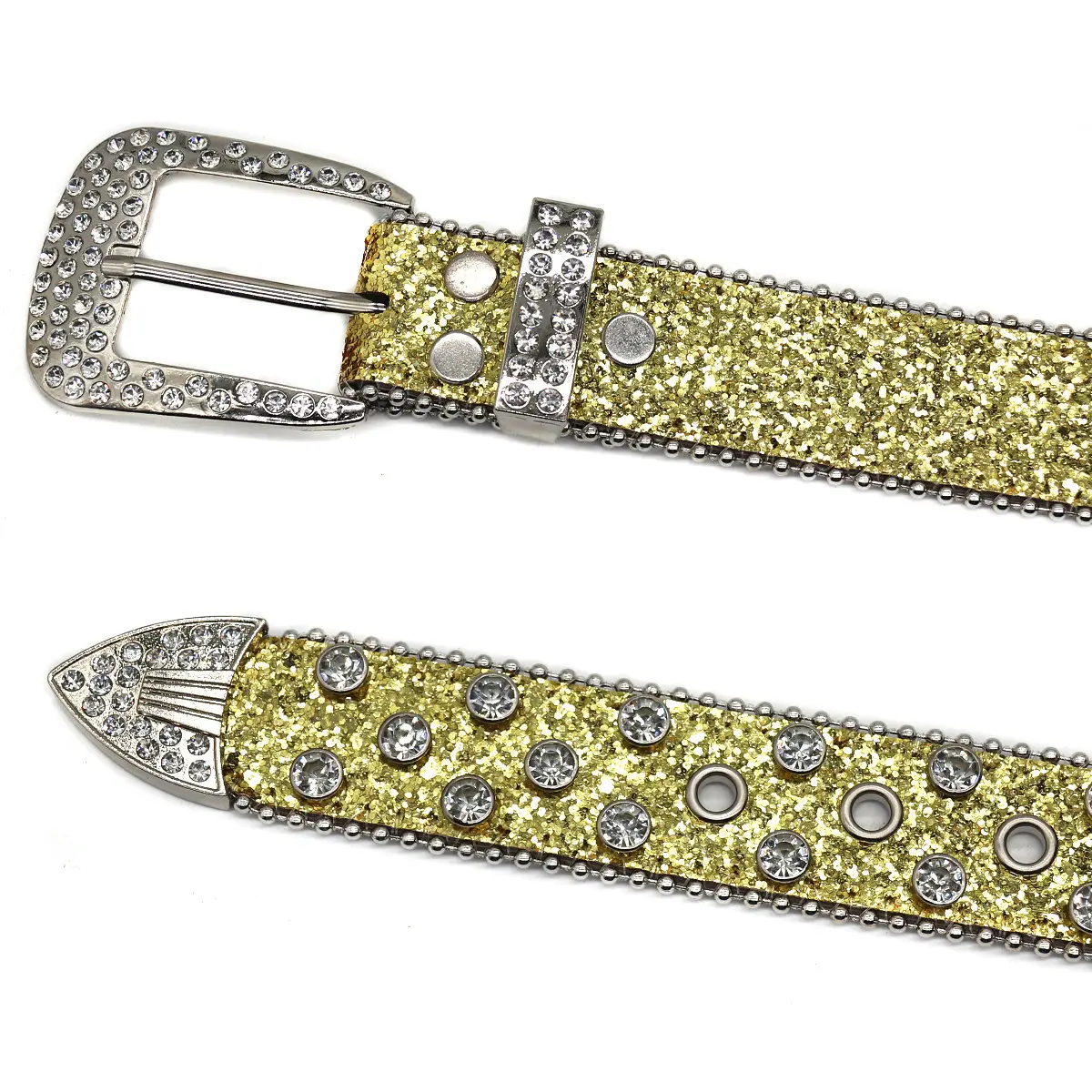 Blue Rhinestone Wide Belt Women's Punk Style - Image 16