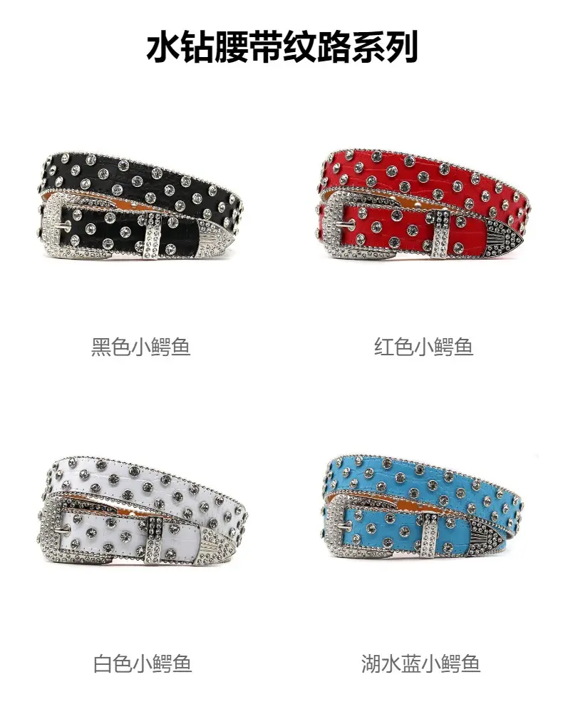 Blue Rhinestone Wide Belt Women's Punk Style β feature 9
