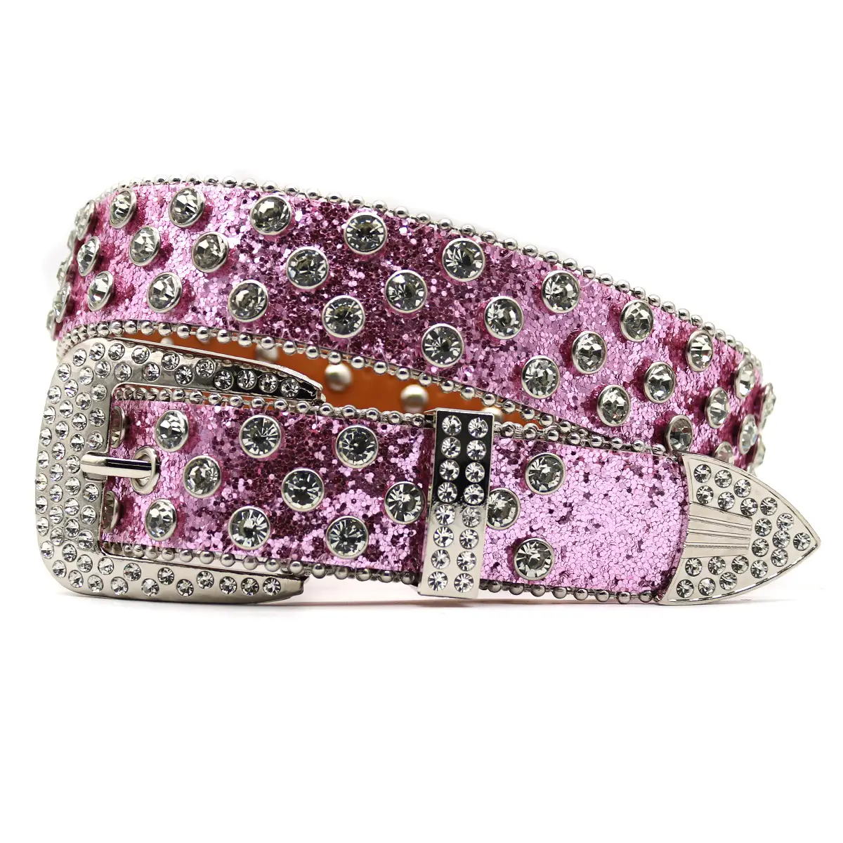 Blue Rhinestone Wide Belt Women's Punk Style