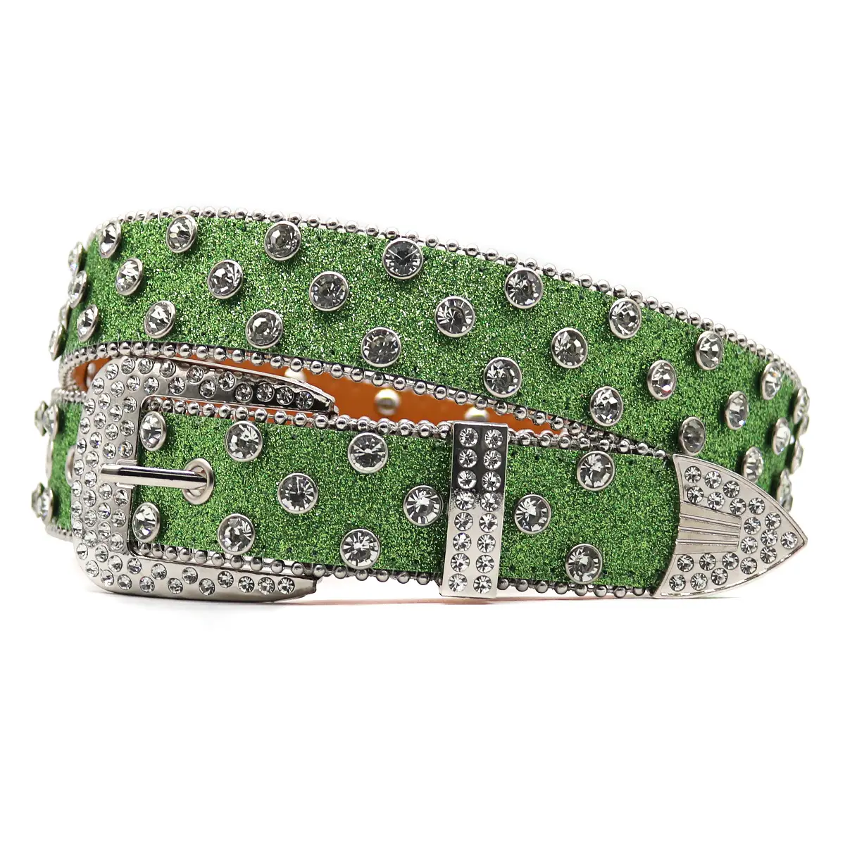 Blue Rhinestone Wide Belt Women's Punk Style - Image 2