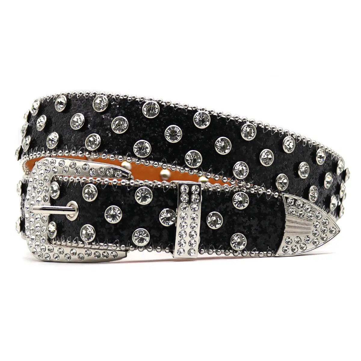 Blue Rhinestone Wide Belt Women's Punk Style - Image 5