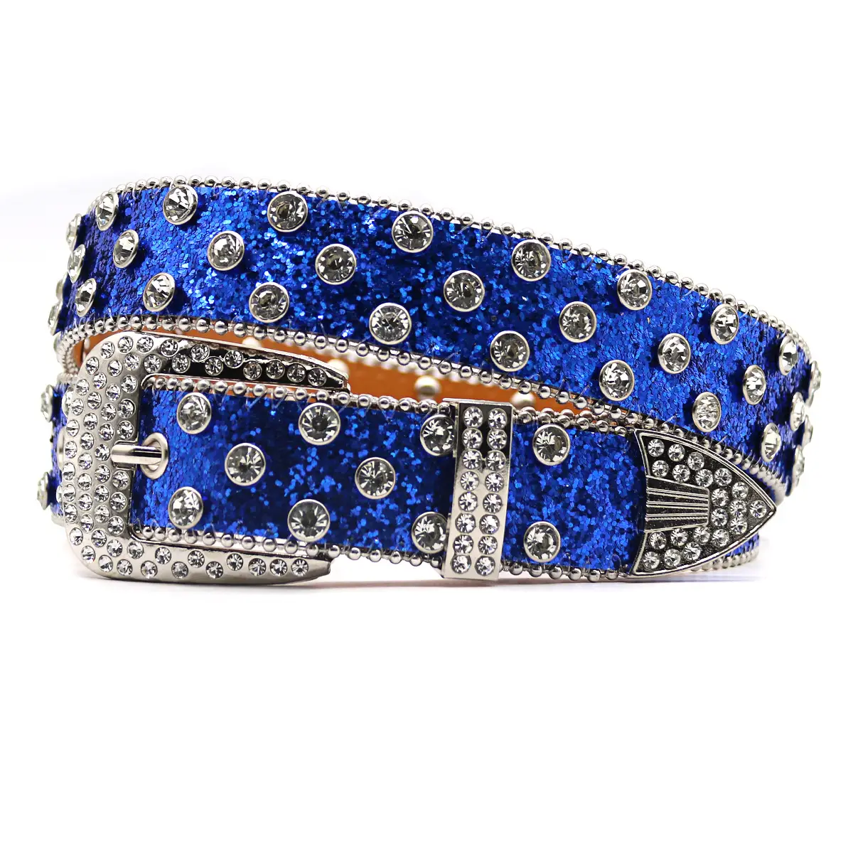 Blue Rhinestone Wide Belt Women's Punk Style - Image 8