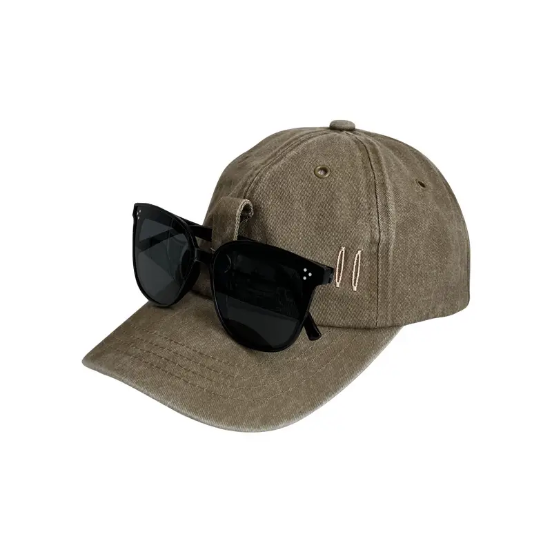 Men's Brown Baseball Cap with Sunglasses & Letter Embroidery — feature 5