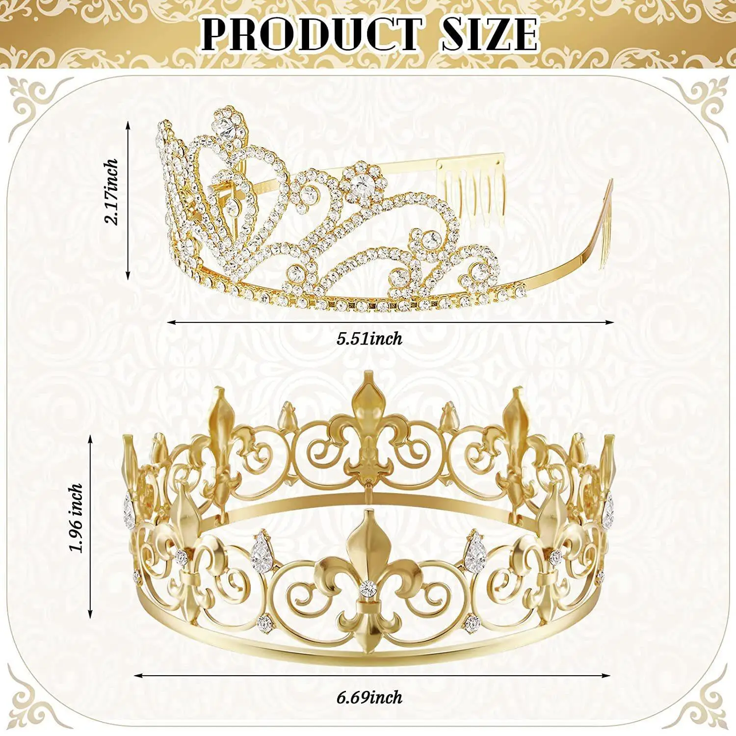 Prom King Queen Crown Baroque Queen Crown Tiara Crystal Crown Party Birthday Crown - Image 8