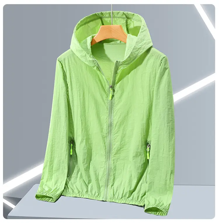 Men Full Zip Hoodie Blue UV Protective Large — feature 17