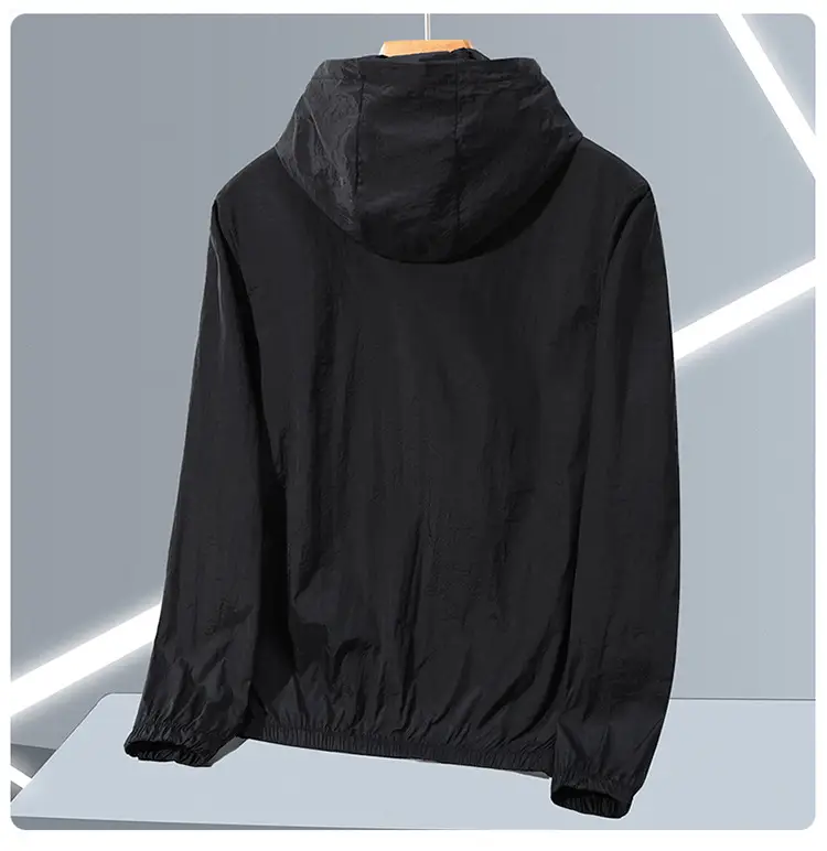 Men Full Zip Hoodie Blue UV Protective Large — feature 22