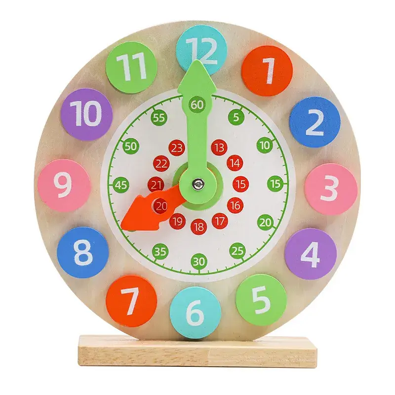 Wooden Time Clock Toy for Kids Educational Learning - Image 20