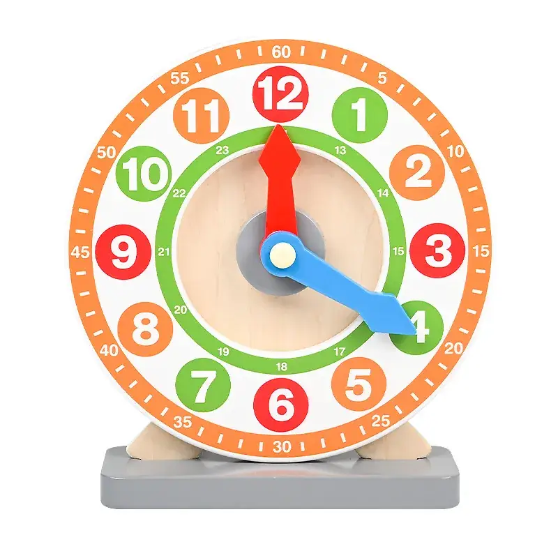 Wooden Time Clock Toy for Kids Educational Learning - Image 15