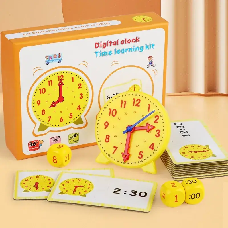 Wooden Time Clock Toy for Kids Educational Learning - Image 2
