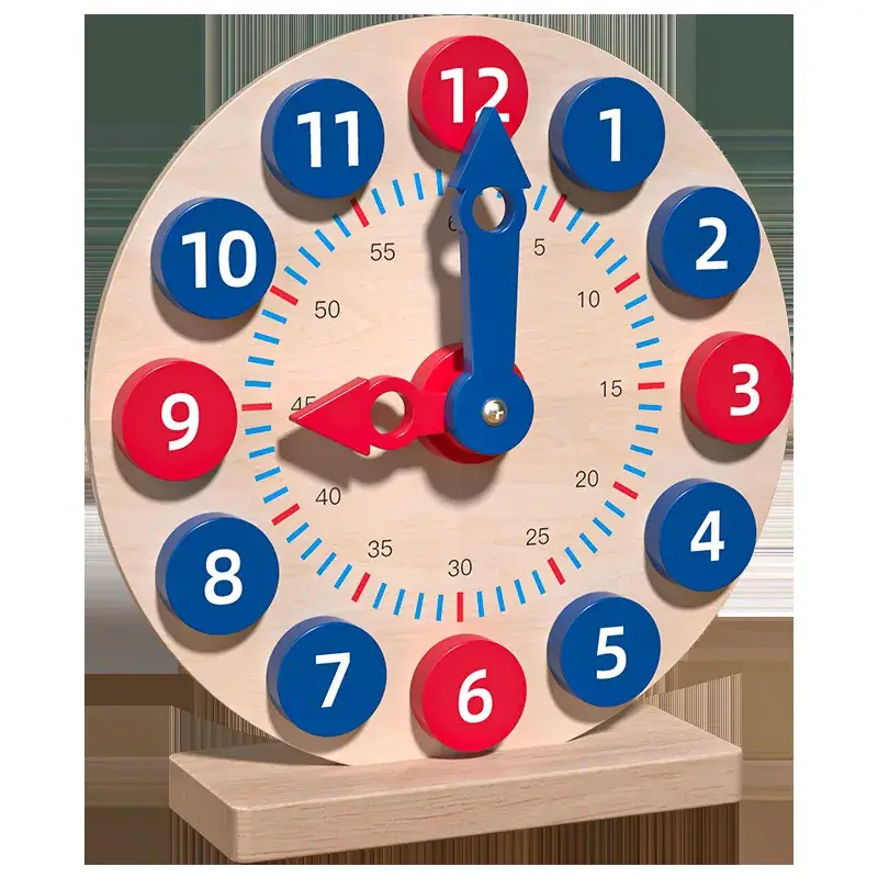 Wooden Time Clock Toy for Kids Educational Learning - Image 3