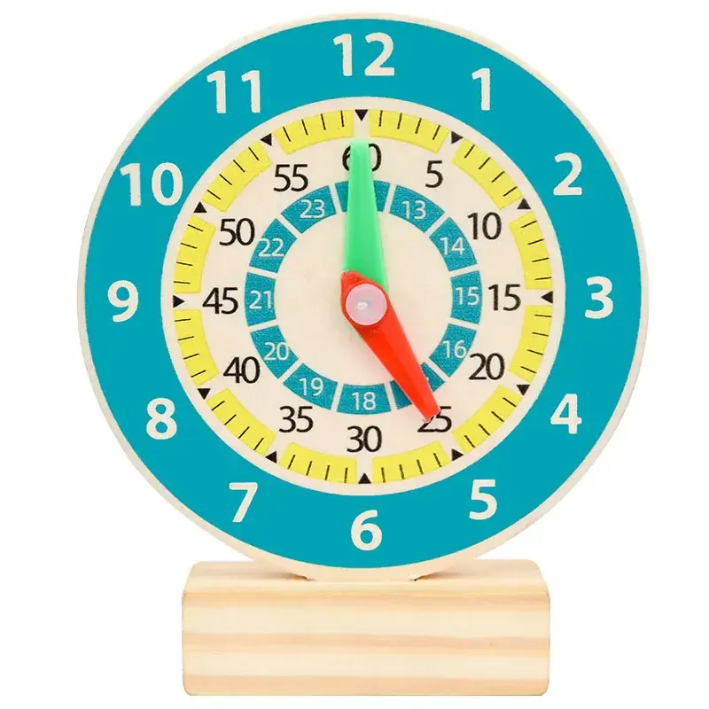 Wooden Time Clock Toy for Kids Educational Learning - Image 4