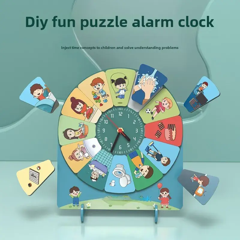 Wooden Time Clock Toy for Kids Educational Learning - Image 9