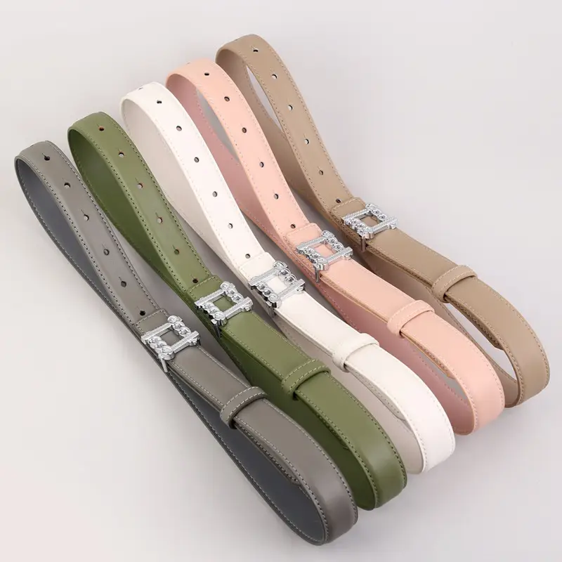 Red Genuine Leather Belt with Silver Buckle for Women - Image 11