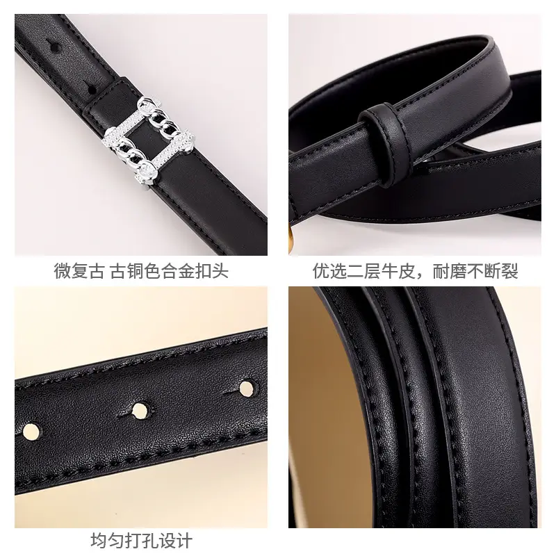 Red Genuine Leather Belt with Silver Buckle for Women - Image 12