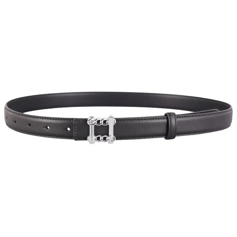 Red Genuine Leather Belt with Silver Buckle for Women - Image 14