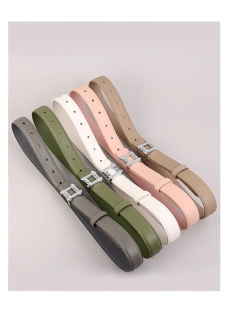 Red Genuine Leather Belt with Silver Buckle for Women — feature 27