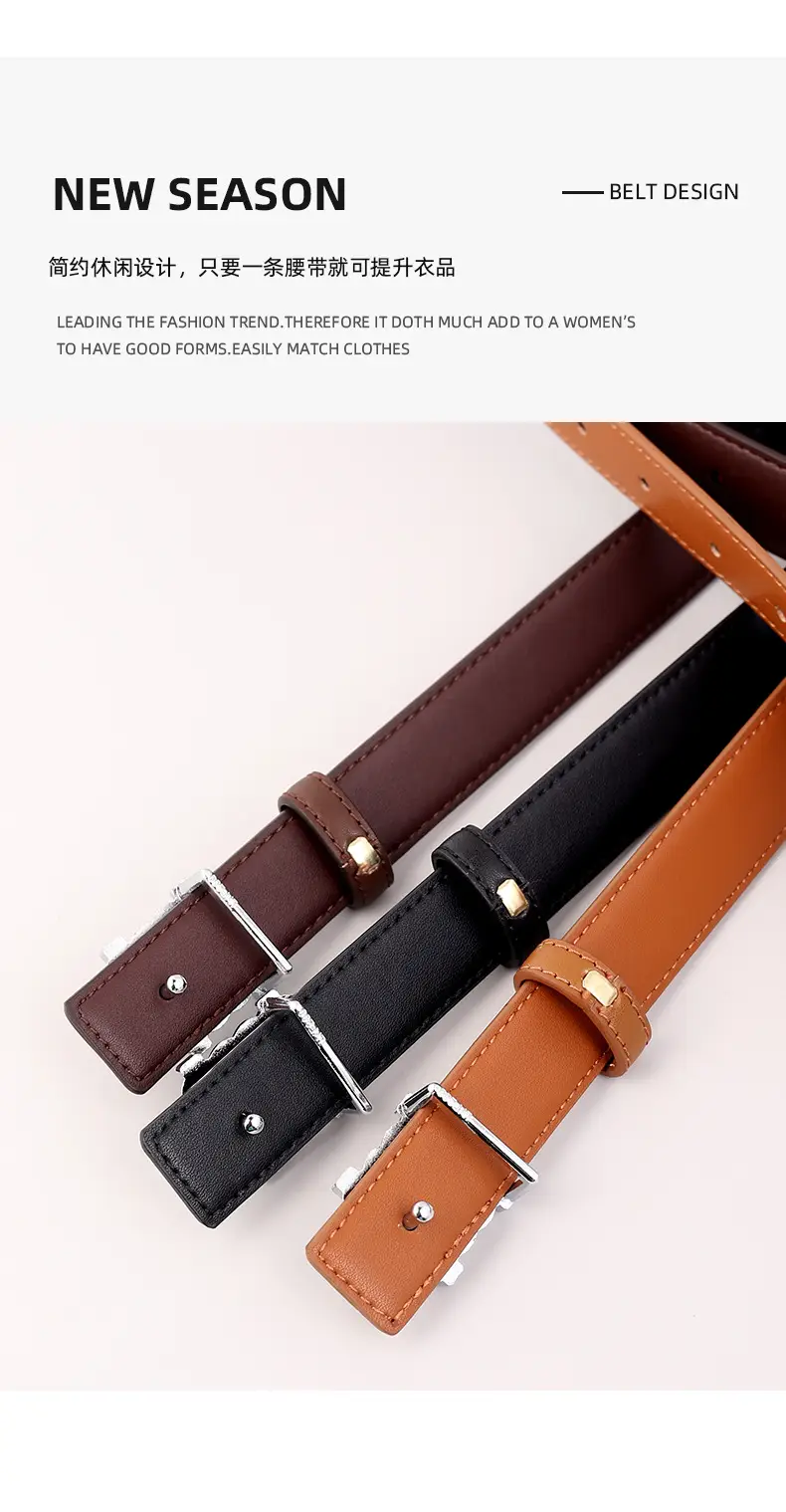 Red Genuine Leather Belt with Silver Buckle for Women — feature 29