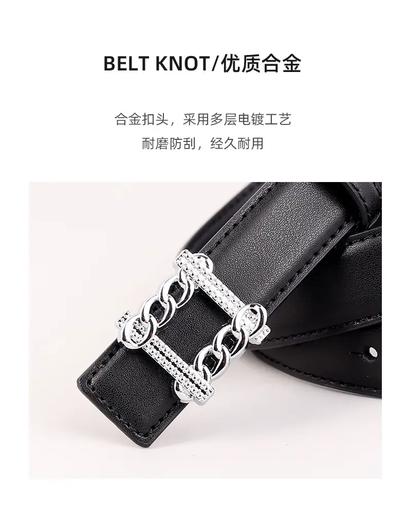 Red Genuine Leather Belt with Silver Buckle for Women — feature 31