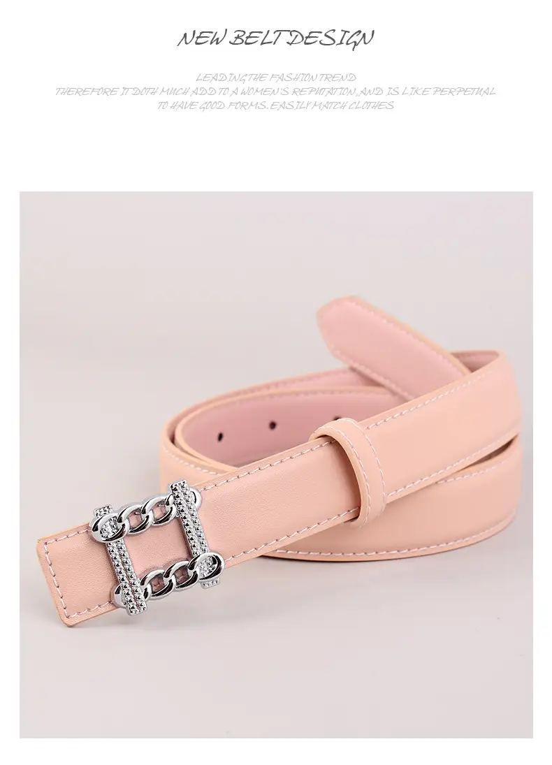 Red Genuine Leather Belt with Silver Buckle for Women — feature 40