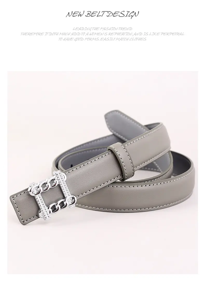 Red Genuine Leather Belt with Silver Buckle for Women — feature 42