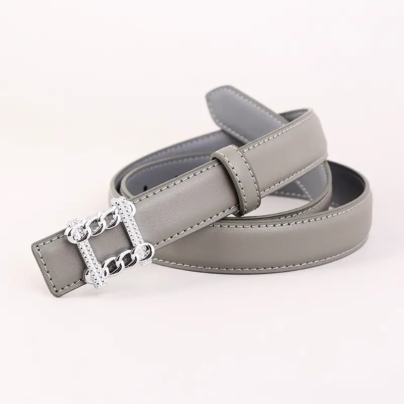 Red Genuine Leather Belt with Silver Buckle for Women - Image 3