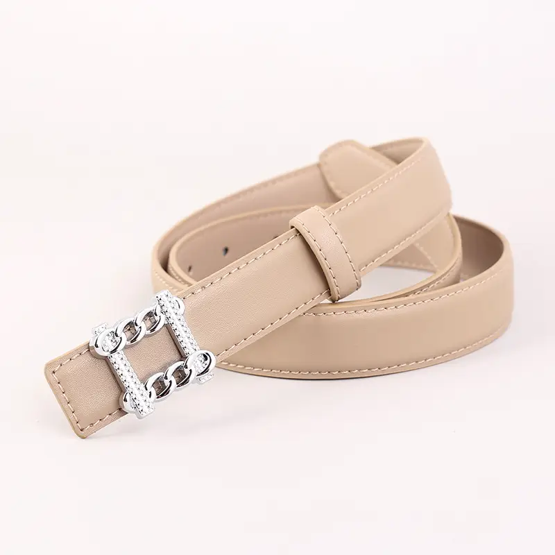 Red Genuine Leather Belt with Silver Buckle for Women - Image 6